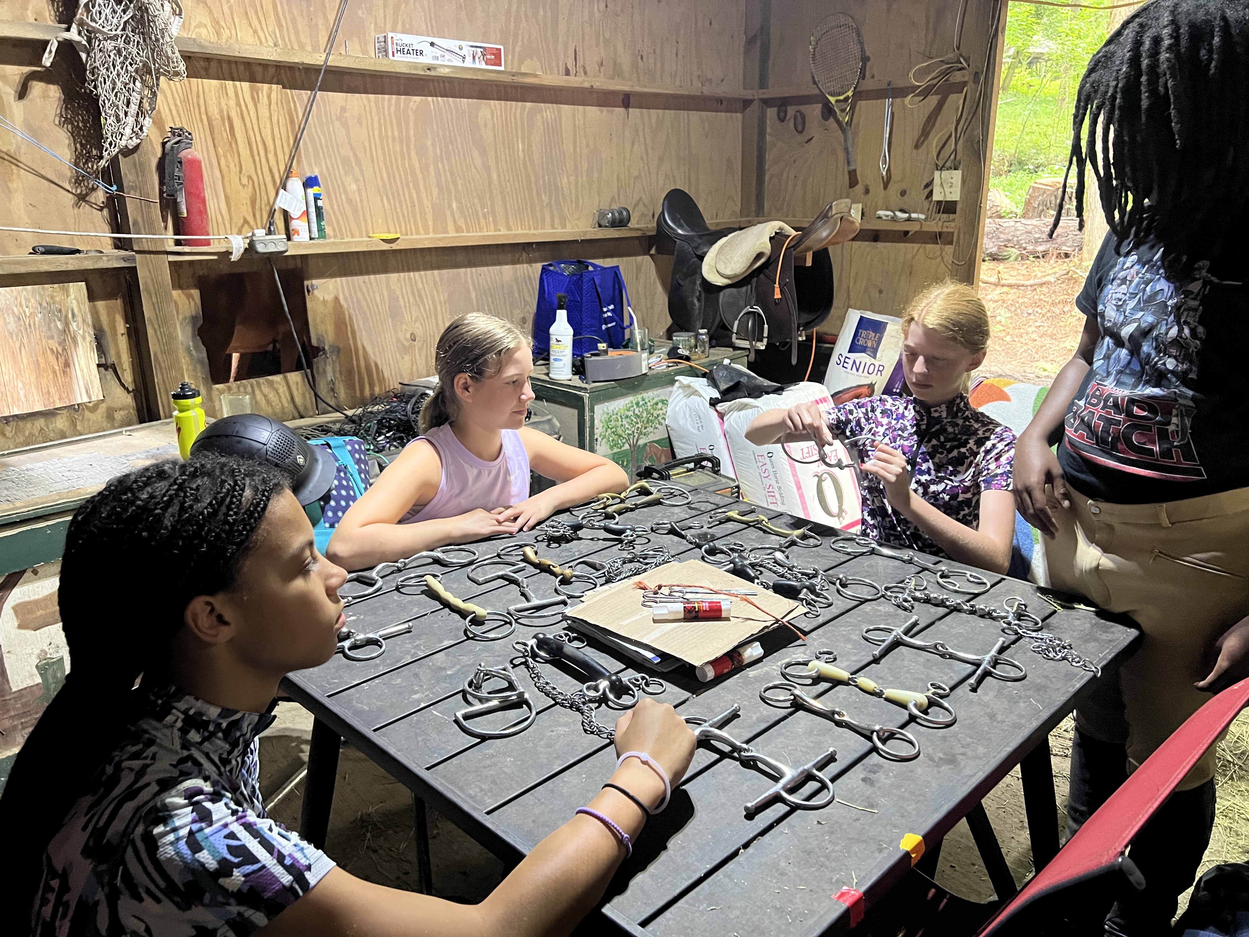 Campers learning about bits